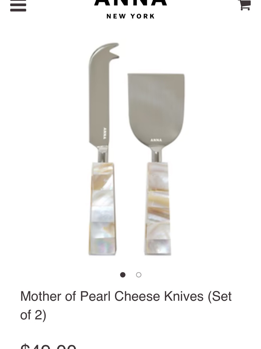 Anna New York Mother of Pearl Cheese Knives - Picture 4 of 5